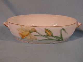 Old Royal Copenhagen 11 " Casserole Dish / Serving Bowl - Painted Yellow Daffodils