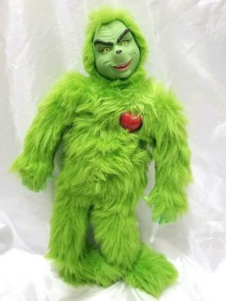 2000 How The Grinch Stole Christmas Jim Carrey 15 " Plush Light Up Heart Toy Rare