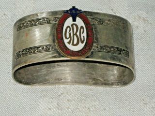 A Rare Vintage Etched E.  P.  N.  S Enamel Logo Goulburn Bowling Club Serviette Ring