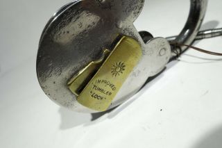 LARGE Antique Vintage Lock & Skeleton Key Military? ‘Tumbler lock’ 3