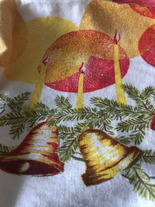 Large Swedish Vintage 1950s Christmas Tablecloth,  Orange/red/yellow Candles