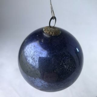 Antique Vintage Purple Blue Glass Kugel (?) Christmas Ornament