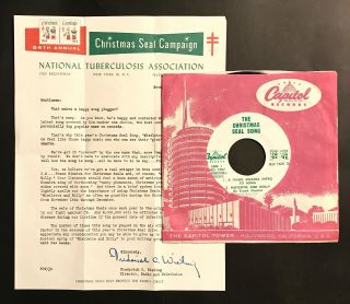 Frank Sinatra Christmas Seals Song 45,  Rare Orig Press Letter Capitol Promo