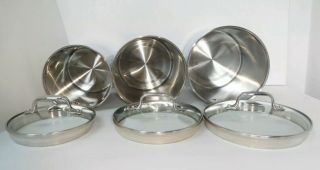 Rare All Clad 3 Pc Canister Set W Glass Lid Stainless Steel Gourmet Storage