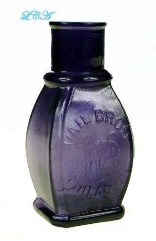 Antique Vail Bros Ideal Tooth Powder Bottle Pure Purple Philada Pa.