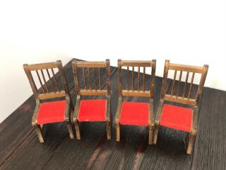 4 Vintage Miniature Dollhouse Wooden Dining Chairs,  Unbranded 2