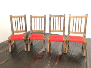 4 Vintage Miniature Dollhouse Wooden Dining Chairs,  Unbranded 3