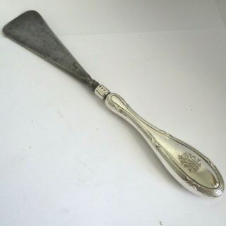 Antique Silver London 1918 Shoe Horn With Entwined Initials Length.  9.  25 Inches