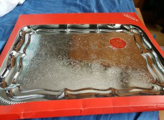 Chrome Plate Salver.  Greetings From London Chrome Plated Tray.  Argosy Plate