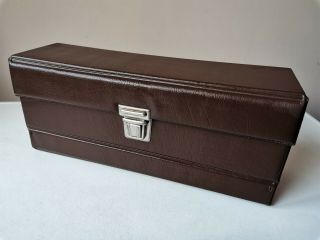 Rare Vintage Retro Brown Vinyl Audio 12 Cassette Tape Storage Box Carry Case