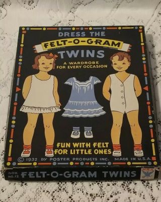 1932 Felt - O - Gram Twins Box Set Doll Felt Clothes & Accessories Usa
