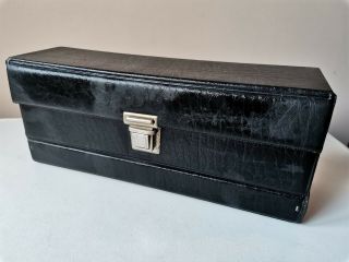 Rare Vintage Retro Black Vinyl Audio 12 Cassette Tape Storage Box Carry Case