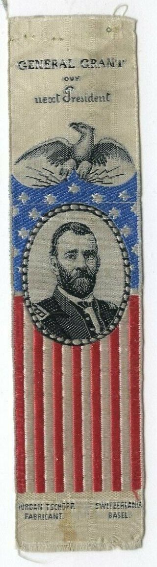 Rare 1868 General Ulysses S.  Grant Presidential Political Campaign Ribbon