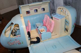 Vintage Mattel Barbie Doll Blue Jumbo Jet Airplane Plane 1999,  Accessories