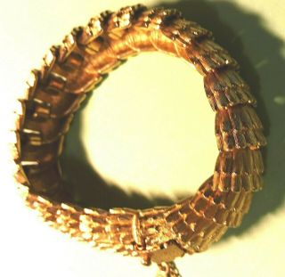 Rare Vintage Signed Monet Gold Tone Mesh Brushed Strand Link Bracelet@ 7 Inches