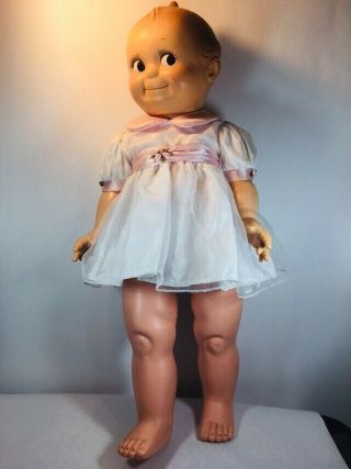 Vintage 1966 Large Cameo Kewpie Doll 26” With Dress Big Baby Doll