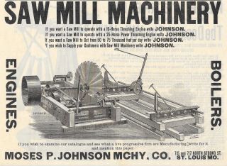 Rare 1891 Moses Johnson Granger Saw Mill Ad St.  Louis Mo Missouri