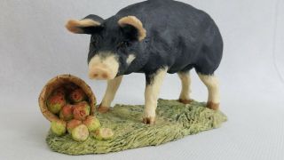 Rare 1980 Schmid Border Fine Arts Lowell Davis " Wilbur " Pig W/ Barrel Of Apples