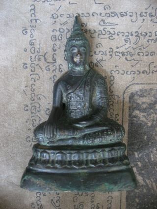 Rare Blessed Ancient Phra Buddha Pang Maravichai Antique Statue Buddhist Amulets