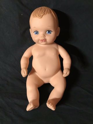 14 " Vintage 1990 Water Baby Doll By Lauer Toys Inc Rubber Baby Doll Blue Eyes