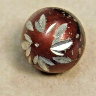 Small Antique Metal Button Bright Cut Pewter Ball In Rose Pink A1