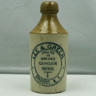 Ginger Beer Bottle Lee & Green Syracuse Ny Stoneware Stone Pottery Antique Ny103