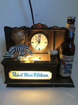 Vintage Pabst Blue Ribbon Beer Bar Clock Sign From The 1950’s Rare