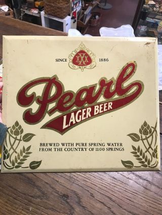 Antique Pearl Lager Beer Tin Sign 13” X 15”
