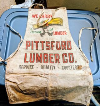 Vintage Nail Apron Pittsford Lumber Co.  Bib Style Pittsford Ny.  Rare