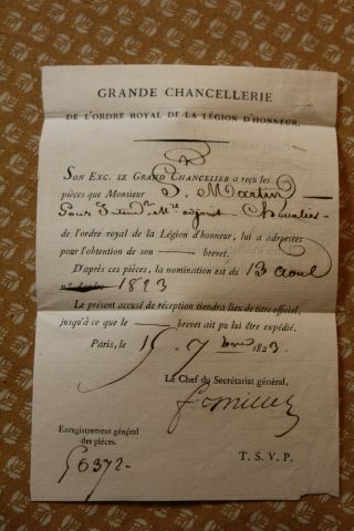 1823 manuscript letter Royal order Legion d ' honneur stamp Chancellor autograph 3