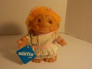 Vintage 1986 Dam Norfin Troll Doll 5 " Zelda W Curlers Orange Hair W Tag Complete