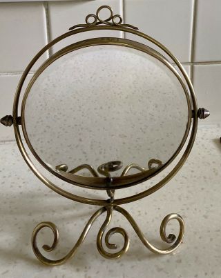 Vintage Brass Framed Double Sided Shaving Mirror