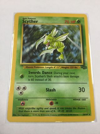 Scyther - 26/64 - Jungle - Rare - Pokemon Card - Nm - 