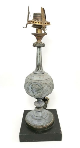 Antique Vtg Victorian Gas Table Lamp Figural Metal Light Lantern Fixture Parts