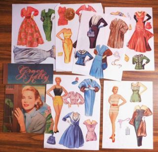 1955 Grace Kelly Paper Dolls Both Figures & Cloths Cut From Book C338