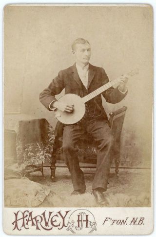Banjo Player Musician Fredericton Brunswick Canada Antique Cabinet Photo