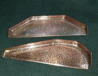 Rare Roycroft Hammered Copper In Silver Plated Crumber Trays - Arts And Crafts