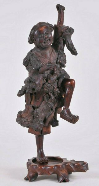 Antique 19th C Carved Root Wood Immortal Figure From China