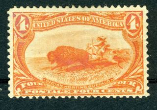 1898 Us Stamp:trans Mississippi 4¢; Sc 287; Mng; Rare Flipped Mark " St ",  Cv=$110