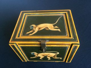 Stunning Hand Crafted Hand Painted Wooden Monkey Box With Clasp And 3 Drawers |
