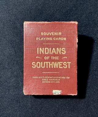 Rare Vintage Fred Harvey Souvenir Playing Cards Indians Of The Southwest 1917