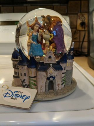 Disney Beauty And The Beast Snowglobe Globe Retired Rare Discontinued Music Box