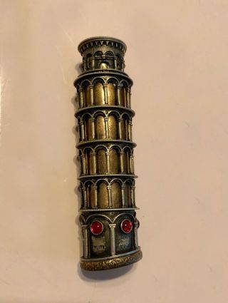 Very Rare 1930’s Italian Sterling Silver Leaning Tower Of Pisa Lipstick Case
