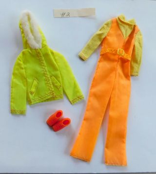 Vintage 1974 Barbie Sun Valley Ski Outfit 7806 Orange Yellow 2