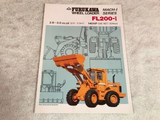 Rare Furukawa Mach I Fl200 Wheel Loader Tractor Dealer Sales Brochure