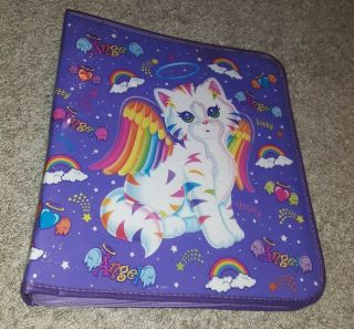 Lisa Frank 3 Ring Binder With Cat Chrissy Angel Kitty 1990s Purple Sparkles Rare