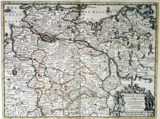 Germany Lower Saxony 1735 Van Der Aa Covens & Mortier Colored Engraved Map