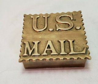 Vintage Sarreid Brass U.  S.  Mail Stamp And Trinket Box.
