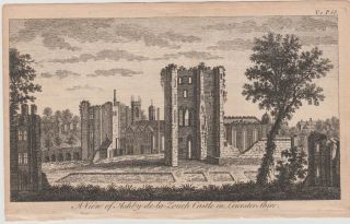 1776 Small Antique Engraving - Ashby - De - La - Zouch Castle,  Leicestershire,  England