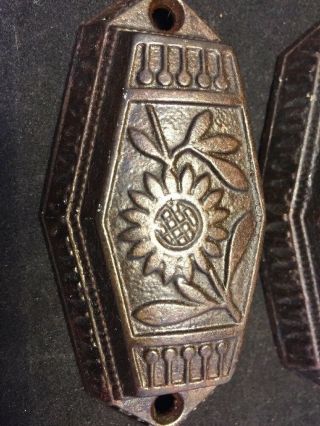 Antique Hardware - 2 Ornate Floral Eastlake Style Cast Iron Bin Drawer Pulls 3